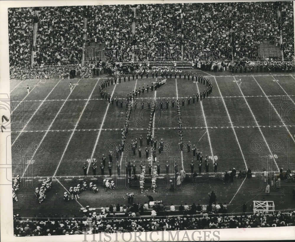 1963 Press Photo Louisiana State Band Performs at Cotton Bowl, Dallas-Historic Images