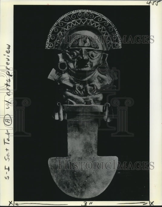 1978 Press Photo Piece Pre-Columbian Gold for "Peru's Golden Treasures" NOMA-Historic Images