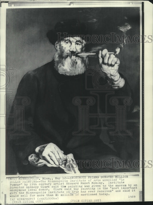 1969 Press Photo "Le Fumeur" Painting by 19th Century Artist Edouard Manet-Historic Images