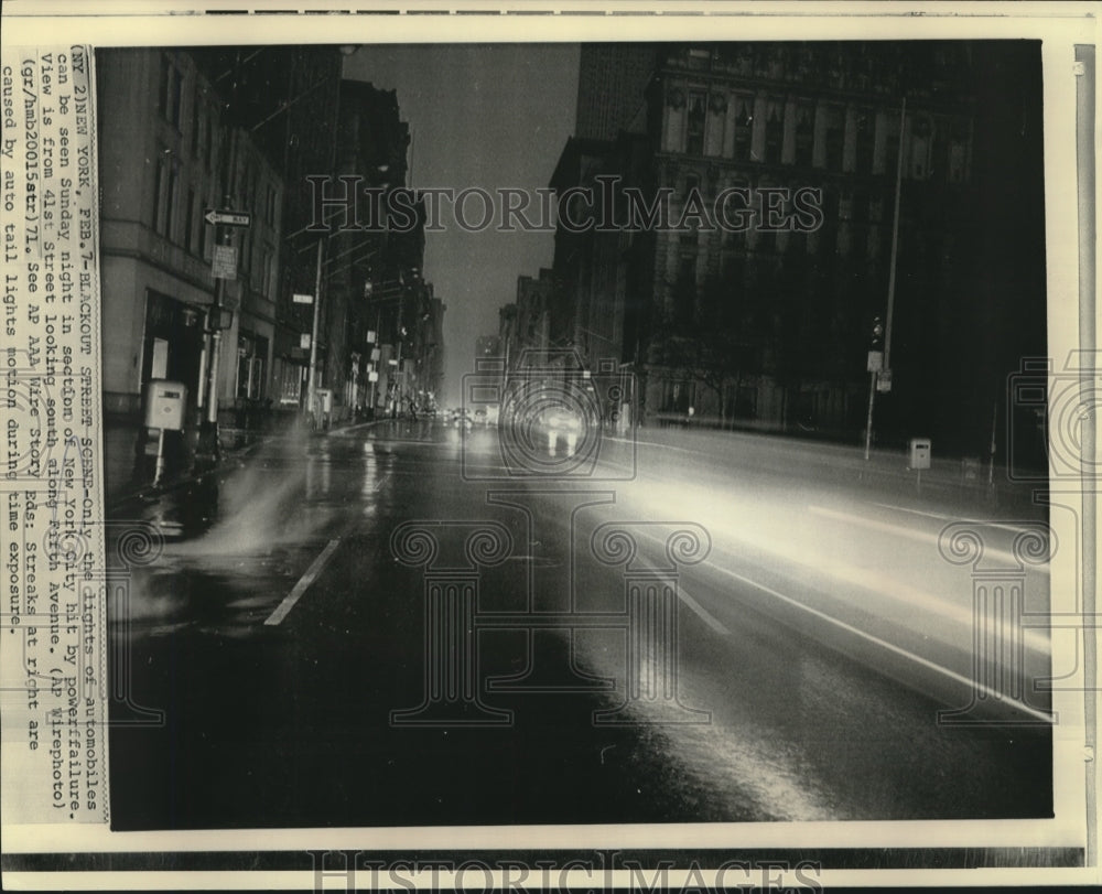 1971 Cars with Lights on in New York City after Power Failure - Historic Images