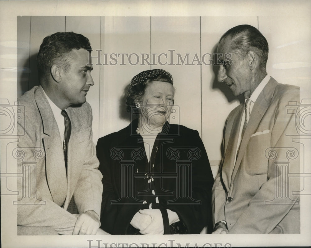 1955 J. W. Prewitt, Mrs. W. C. Drummond, J. G. Charitat at Meeting - Historic Images