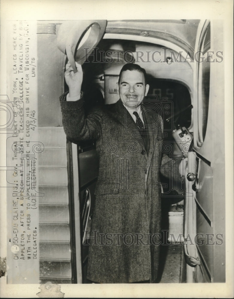 1948 Press Photo Governor Thomas Dewey of New York, leaves here for Appleton - Historic Images