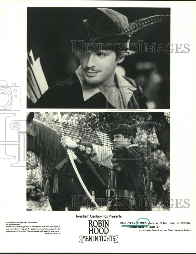 1993 Press Photo Cary Elwes stars as Robin Hood in "Robin Hood, Men in Tights.- Historic Images