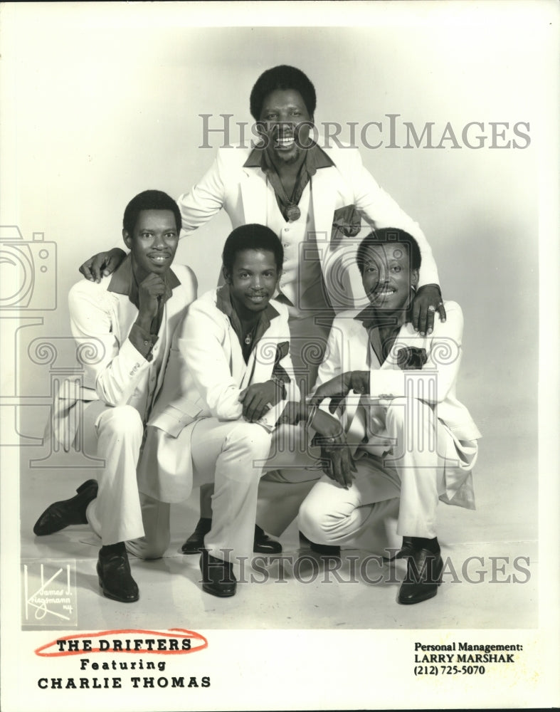 1981 Press Photo The Drifters featuring Charlie Thomas, entertainers - nox17781 - Historic Images