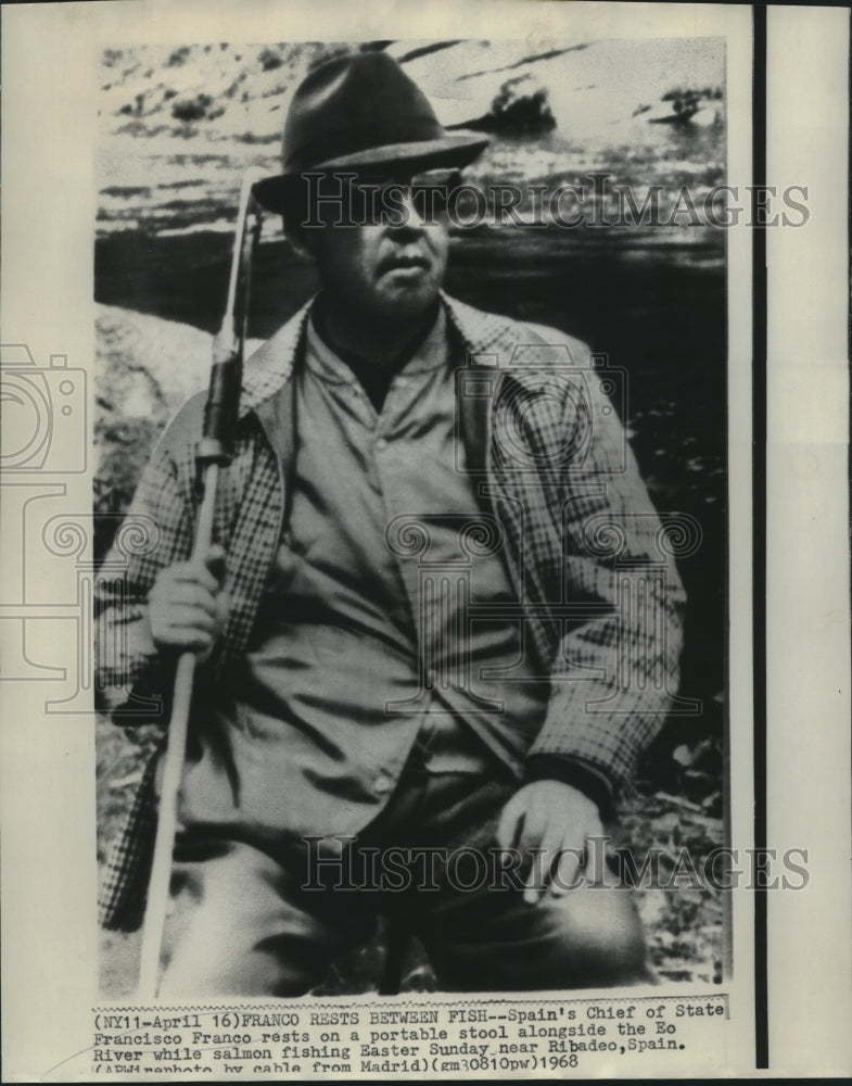 1968 Ribadeo, Spain-Francisco Franco Spain's Chief of State fishing - Historic Images