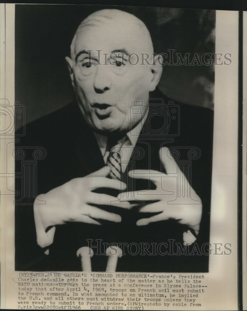 1966 French President Charles de Gaulle at News Conference, Paris - Historic Images