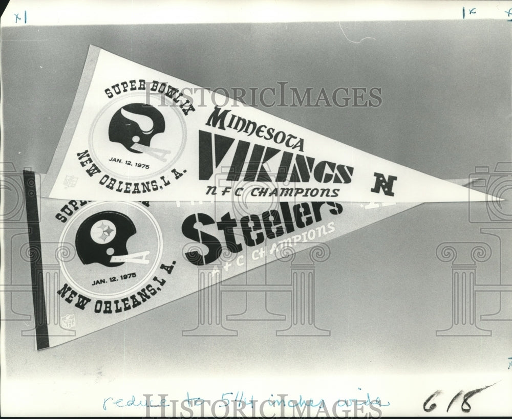 1975 Press Photo Super Bowl souvenir pennants - nox21345-Historic Images