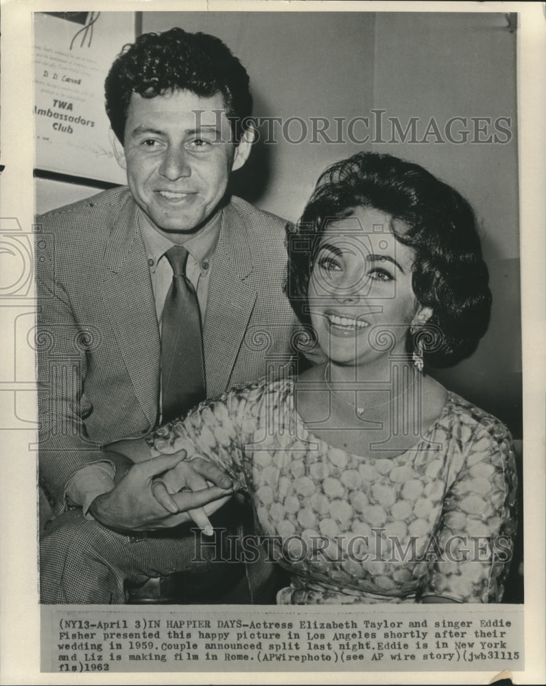 1959 Press Photo Elizabeth Taylor & Eddie Fisher shortly after marriage in 1959-Historic Images