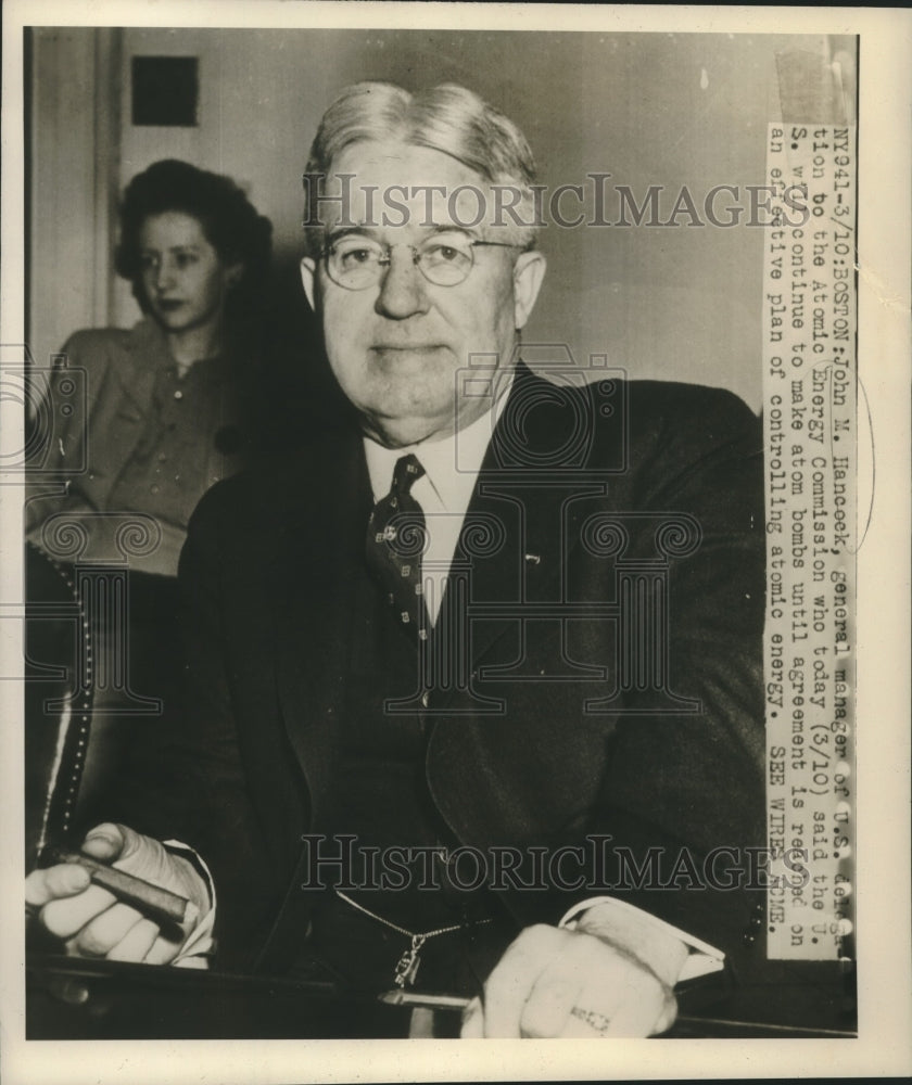1947 Press Photo Atomic Energy Commission Delegation Manager John M. Hancock-Historic Images