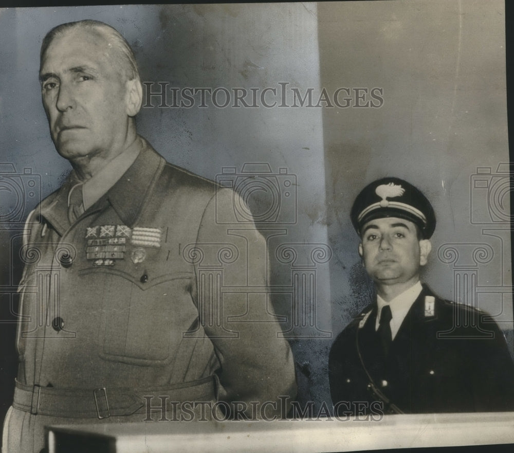 1950 Press Photo Marshal Rodolfo Graziani, Other at court in Rome, Italy - Historic Images