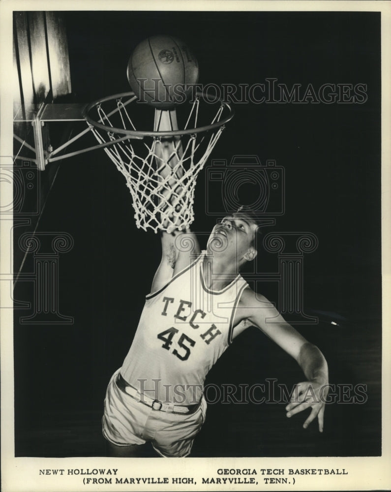 1964 Press Photo Georgia Tech Basketball Player Newt Holloway, from Maryville- Historic Images