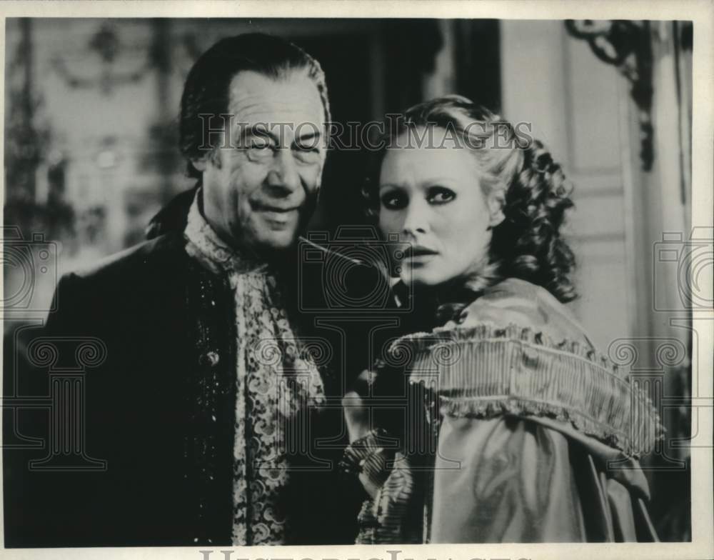 1981 Press Photo Actors Rex Harrison, Ursula Andress in &quot;The Fifth Musketeer&quot;-Historic Images