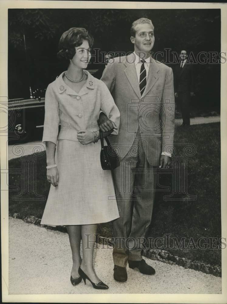 1961 Press Photo Princess Sophia of Greece, Don Juan Carlos, Spain, Engaged-Historic Images