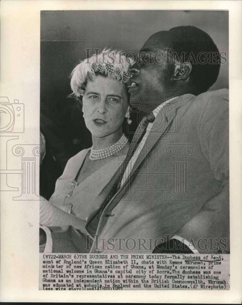 1957 Press Photo Duchess of Kent, Prime Minister of Ghana Kwame Nkrumah-Historic Images