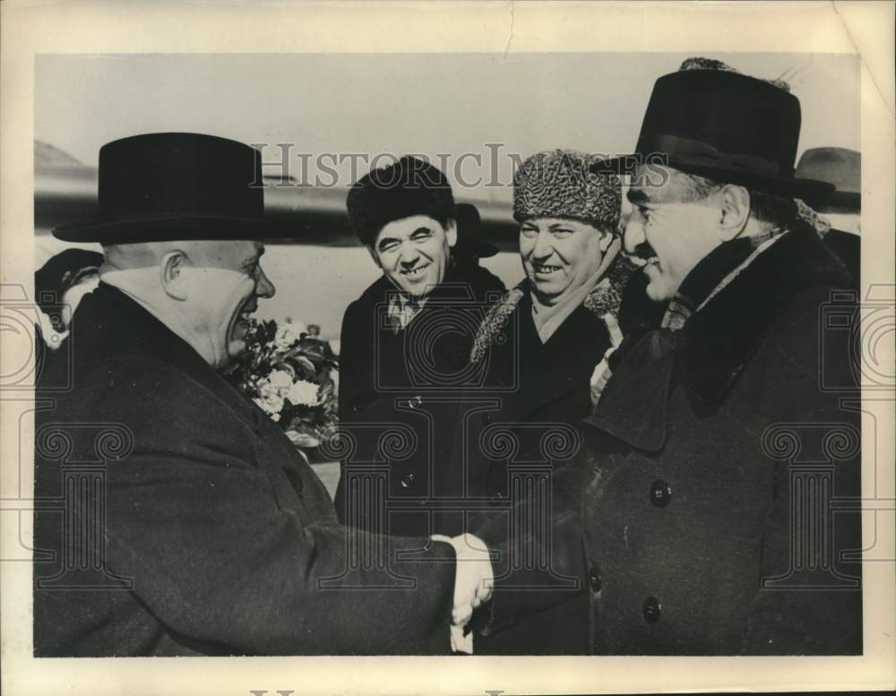 1958 Press Photo Hungary&#39;s &amp; Russia&#39;s Top Communist Party Leaders Meet-Historic Images