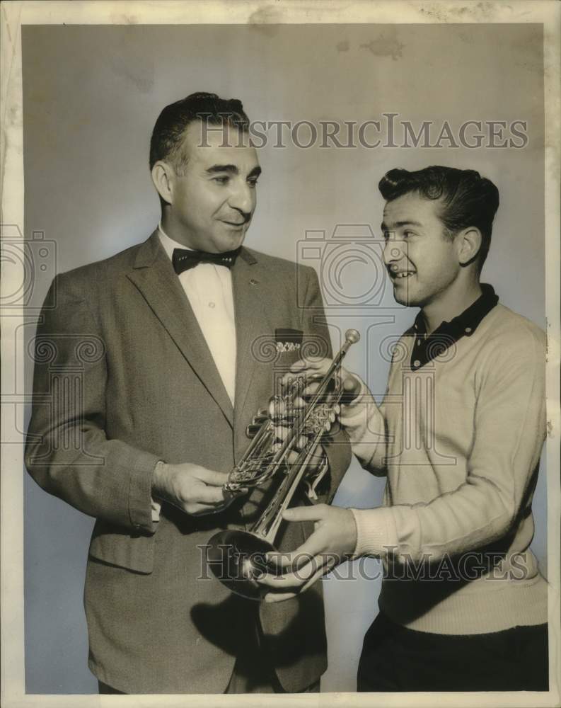 1959 Nicholls High School&#39;s Band Instructor Given Trumpet - Historic Images