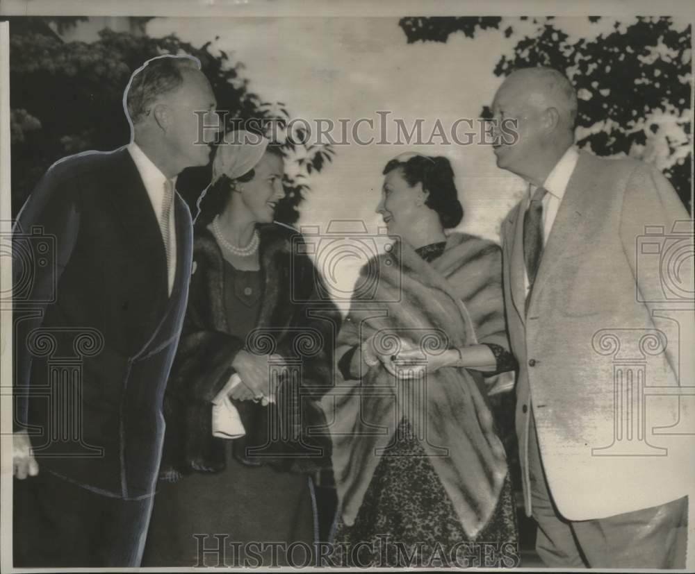 1957 Press Photo President &amp; Mrs. Eisenhower, Former Belgian King Leopold &amp; Wife-Historic Images