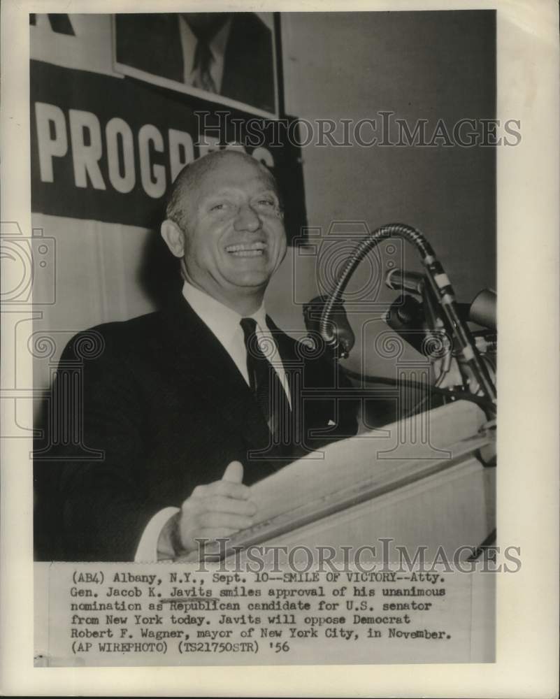 1956 Press Photo Republican Candidate for Senate Jacob K. Javits - nox31078-Historic Images