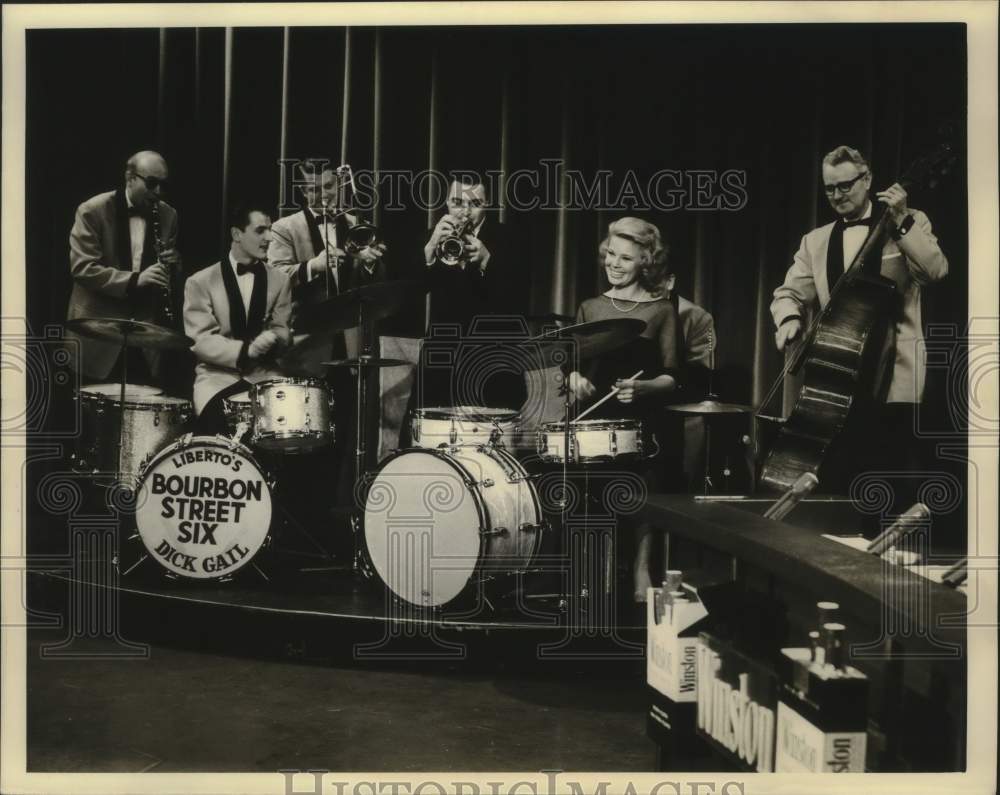 1961 Press Photo Roy Liberto&#39;s Bourbon Street Six with Dick Gail. - Historic Images