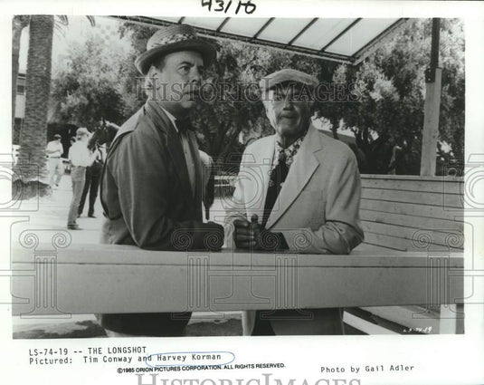 1985 Press Photo Actors Tim Conway, Harvey Korman in "The Longshot" - Historic Images
