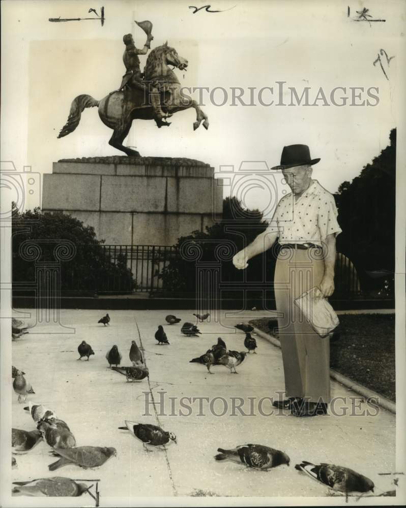 1958 Grover McBride enjoys the peaceful atmosphere of Jackson Square-Historic Images