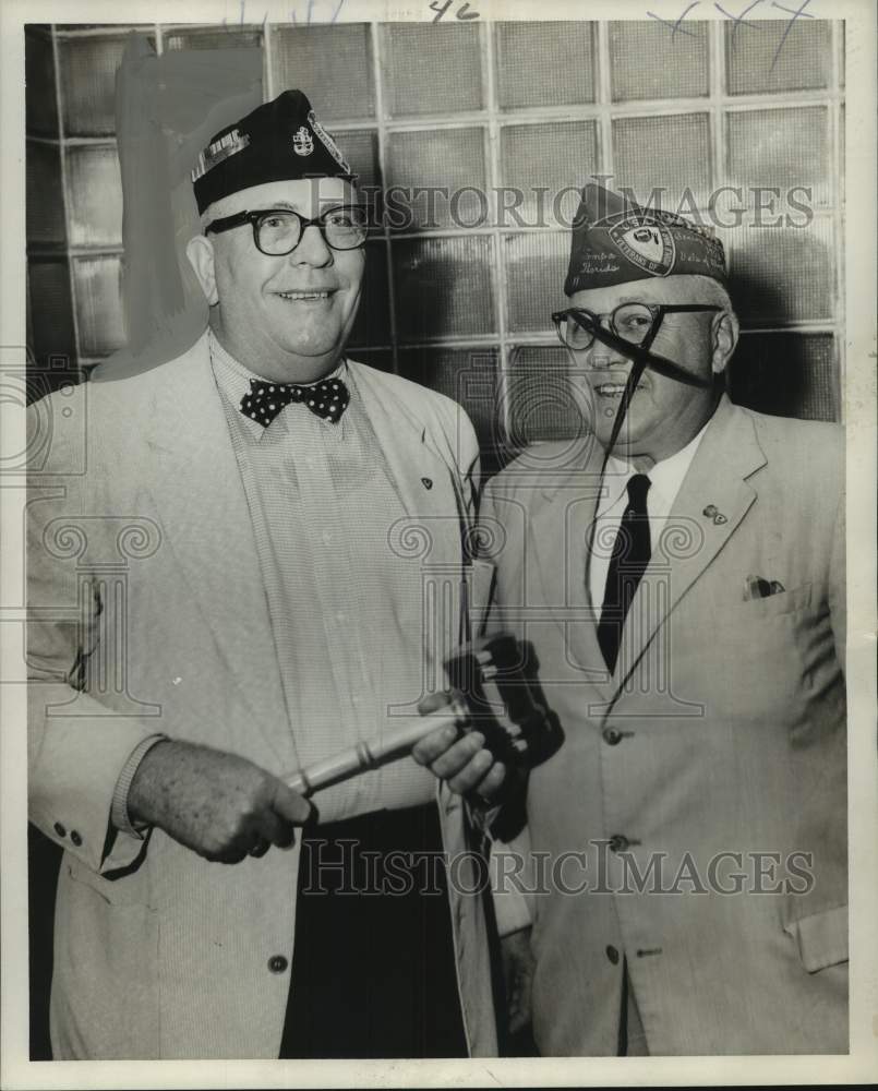 1956 Press Photo Thomas McBride installed as commander of Old Friend Barracks.- Historic Images