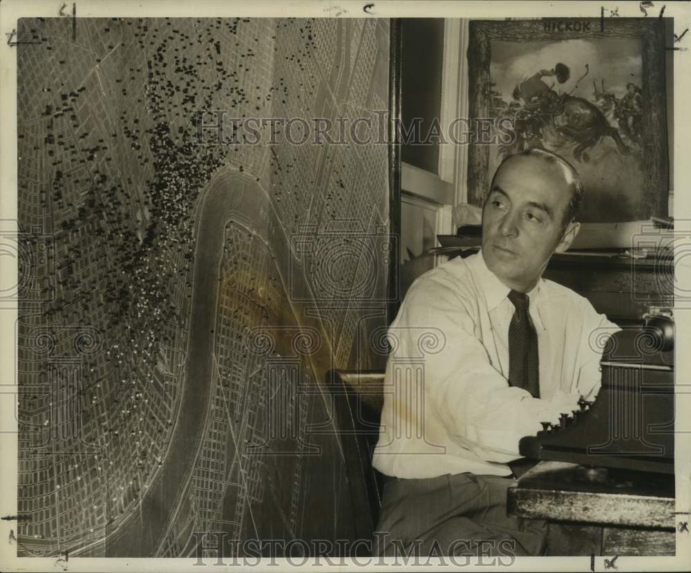 1947 New Orleans Police Desk Sergeant Martin Martinez &amp; Crime Map - Historic Images