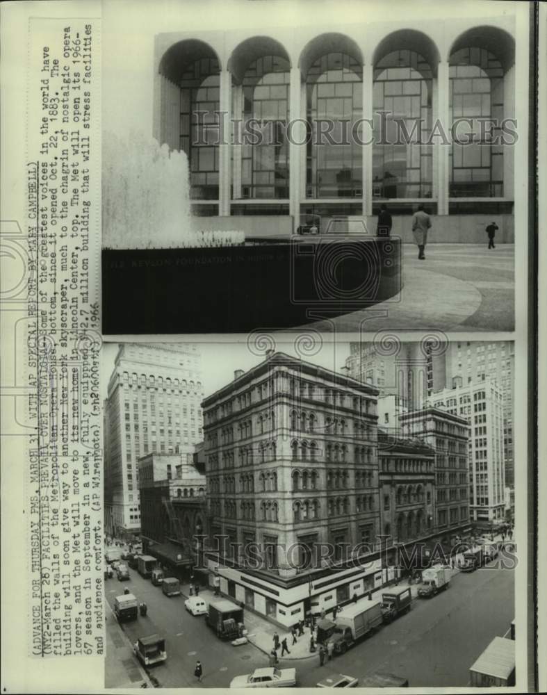 1966 Press Photo New &amp; Old Metropolitan Opera Houses, New York City - Historic Images