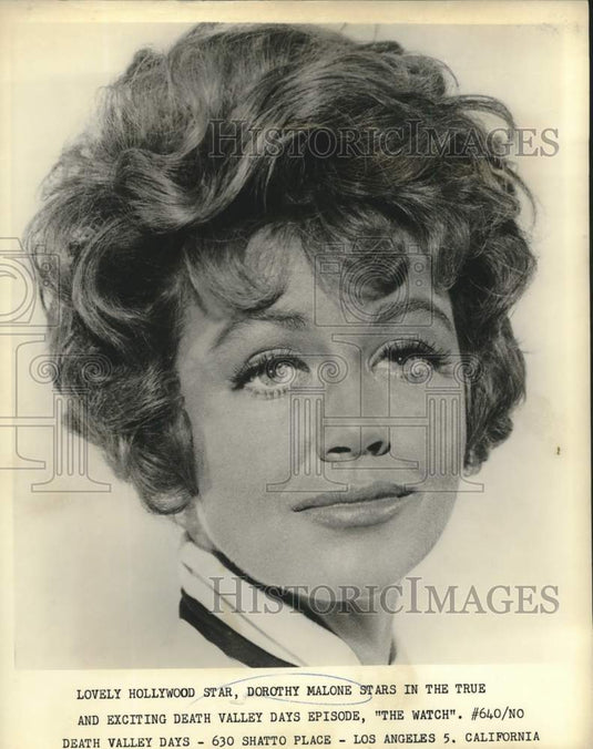 1961 Press Photo Actress Dorothy Malone of "Death Valley Days" Episode - Historic Images