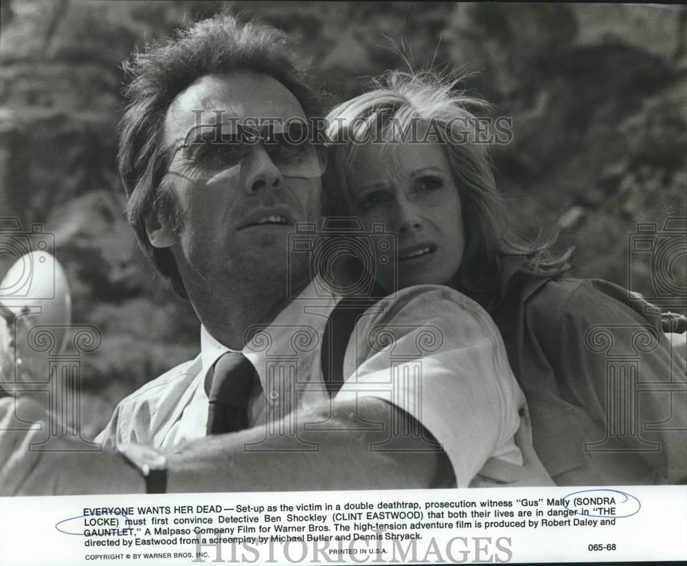 1978 Press Photo Actors Clint Eastwood, Sondra Locke in "The Gauntlet"- Historic Images