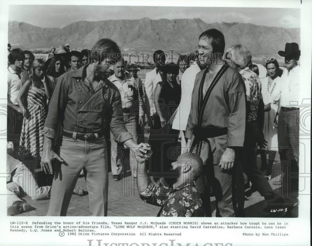 1982 Press Photo Chuck Norris in a scene from &quot;Lone Wolf McQuade.&quot; - nox35673-Historic Images