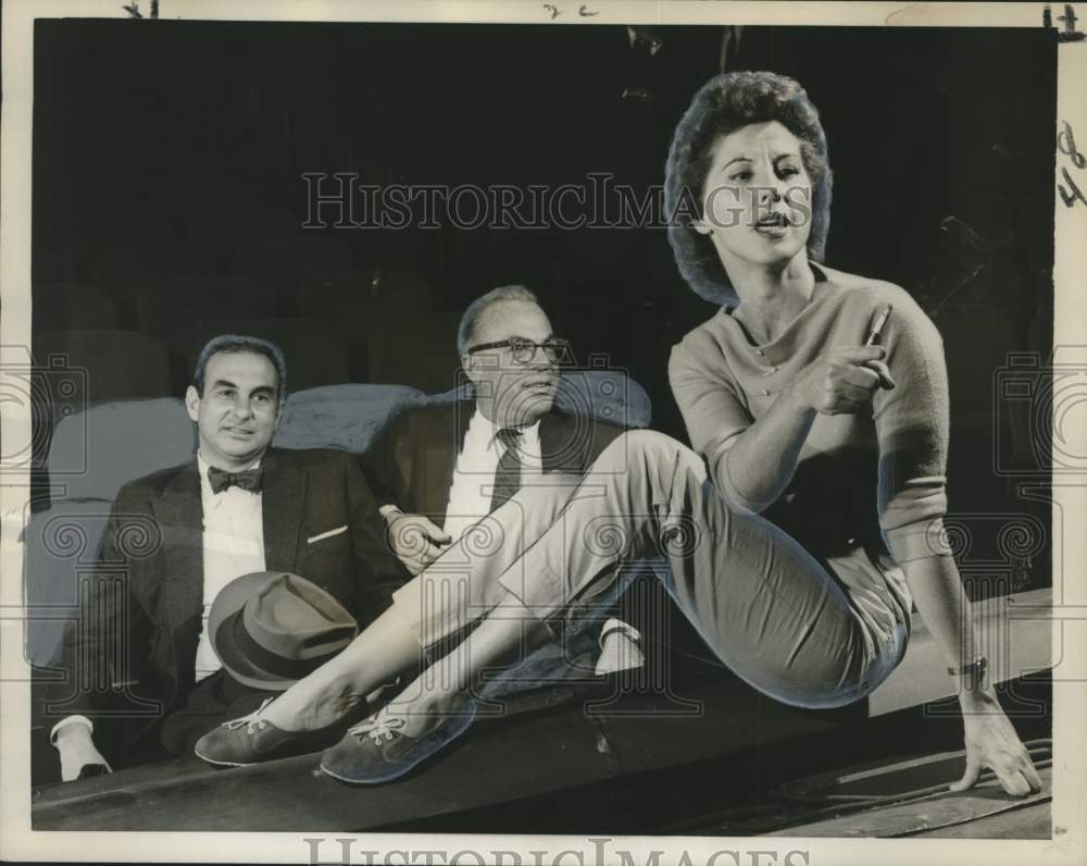 1958 Press Photo Musical &quot;Whoop-Up&quot; Producers, Choreographer at Rehearsal - Historic Images