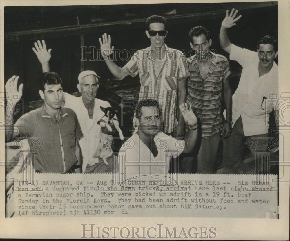 1961 Press Photo Georgia-Six Cuban refugees arrive on a Peruvian sugar ship. - Historic Images