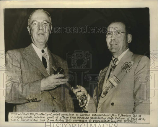 1950 Press Photo Don Murdoch elected president of Kiwanis in Florida convention. - Historic Images