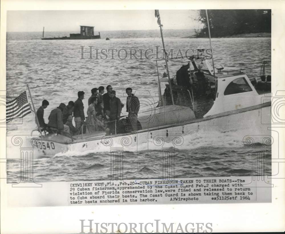 1964 Cuban fishermen fined and released in Miami to return to Cuba.-Historic Images