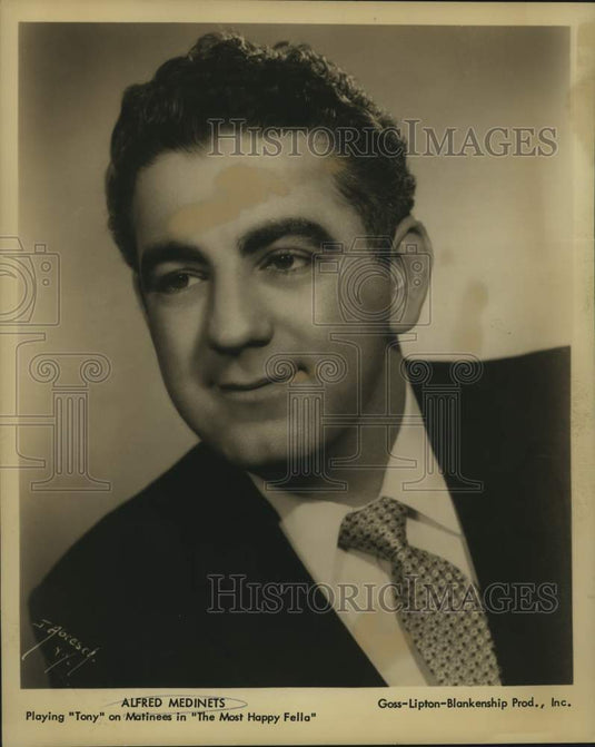 1959 Press Photo Actor Alfred Medinets of Musical "The Most Happy Fella" - Historic Images