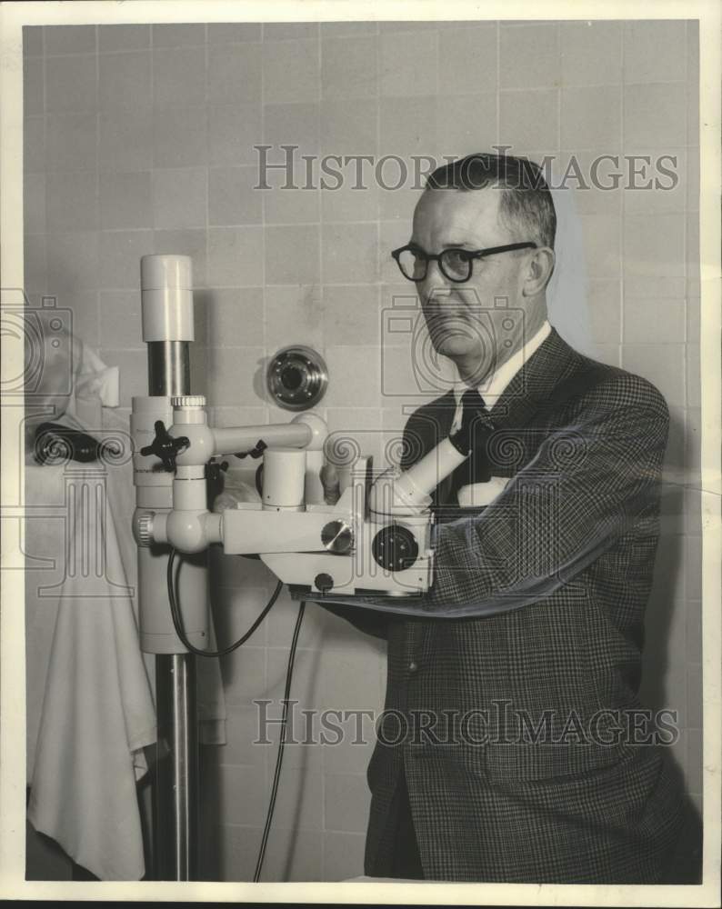 1959 Dr. James McLaurin with device used in ear operations at Tulane-Historic Images