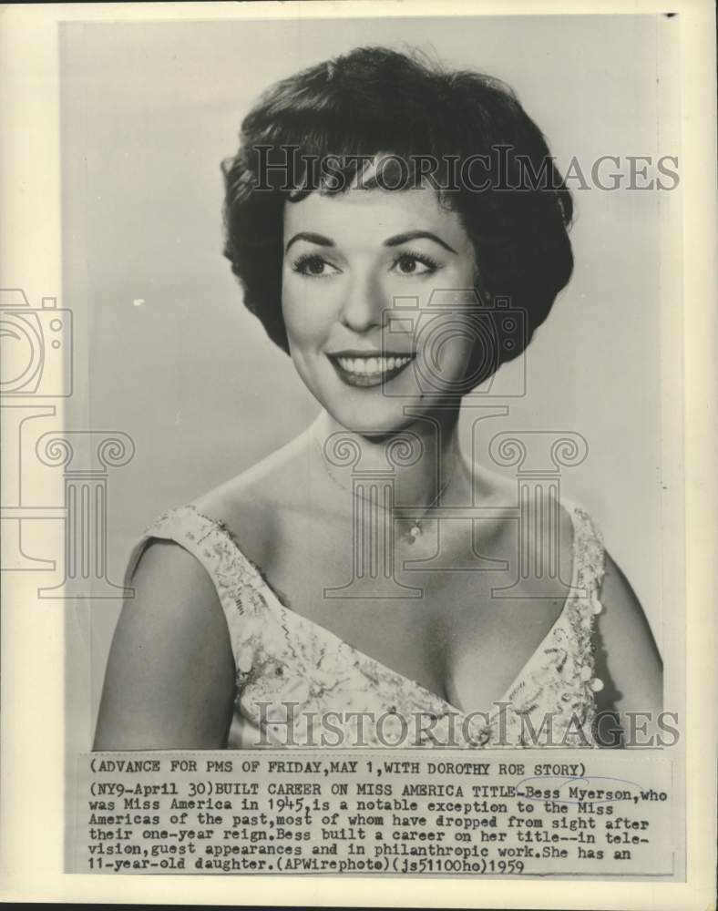 1959 Bess Myerson built a career on her Miss America title on TV. - Historic Images