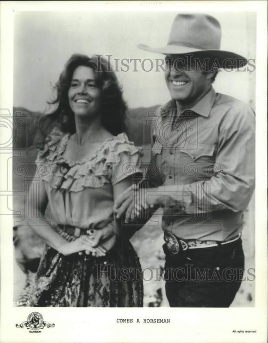 1989 Press Photo Jane Fonda and James Caan in "Comes a Horseman" on WNOL-TV. - Historic Images