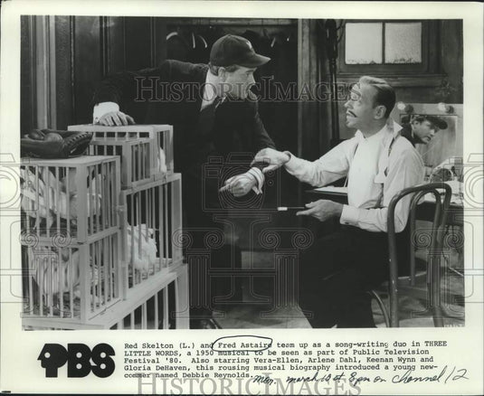 1980 Press Photo Red Skelton, Fred Astaire in the musical "Three Little Words" - Historic Images