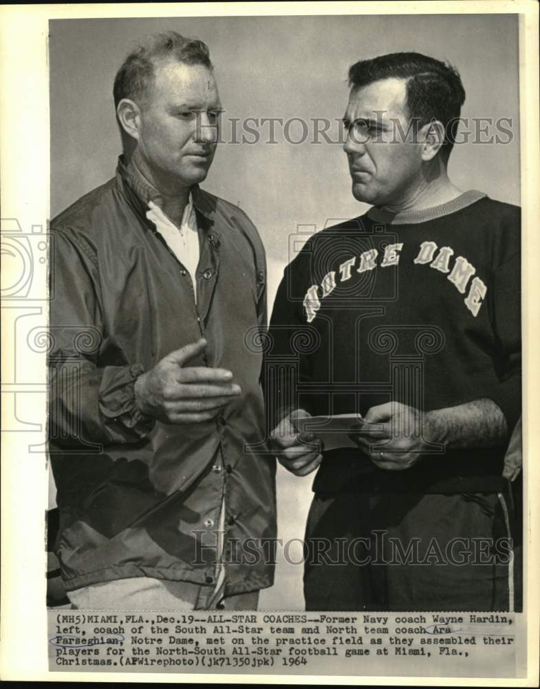 1964 Press Photo North &amp; South All-Star Football Team Coaches, Miami - Historic Images