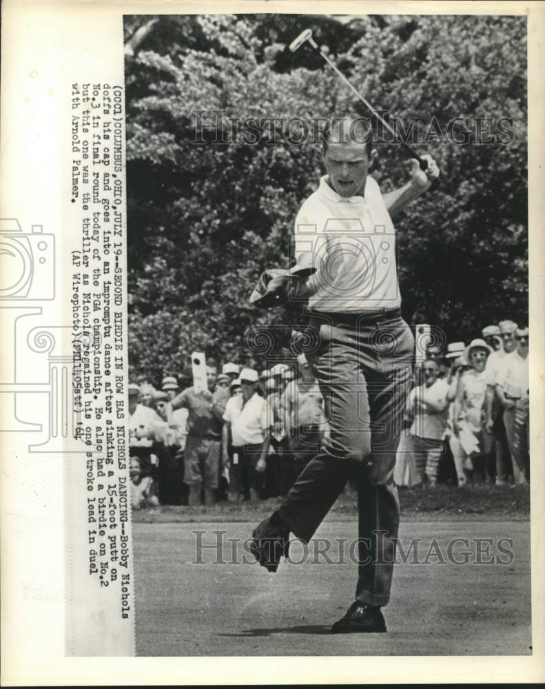 1964 Press Photo Golfer Bobby Nichols Dances on PGA Championship Course, Ohio - Historic Images