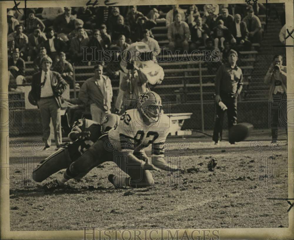 1970 Press Photo Saints Football Player Dave Park&#39;s Controversial Pass Catch - Historic Images