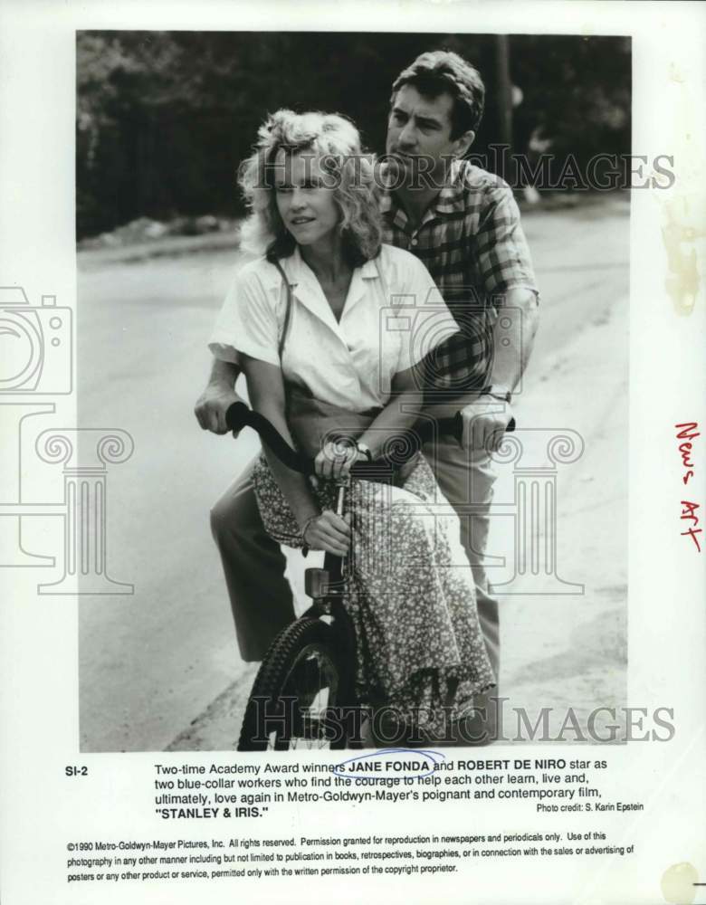 1990 Press Photo Jane Fonda & Robert DeNiro star in "Stanley & Iris." - Historic Images