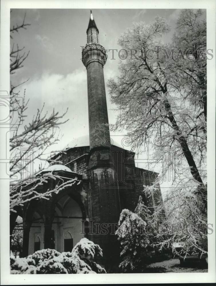 1984 Press Photo Minaret of Moslem Mosque in Sarajevo, Bosnia-Herzegovina- Historic Images