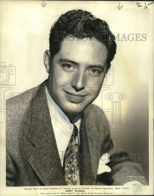 1945 Press Photo Singer-Actor Andy Russell of "The Stork Club" - Historic Images