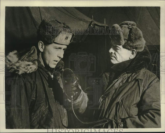 1952 Press Photo "See it Now" Reporter Ed Scott, Korean War Marine Sam Goitch - Historic Images