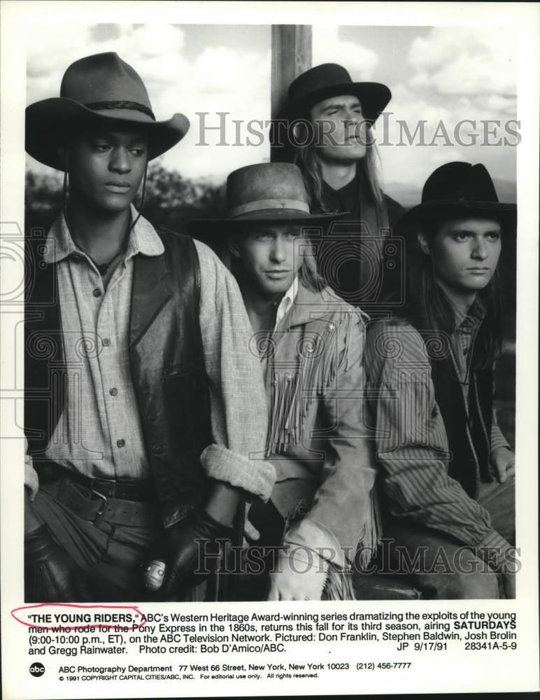 1991 Press Photo The cast of "The Young Riders" poses for a promotional photo - Historic Images