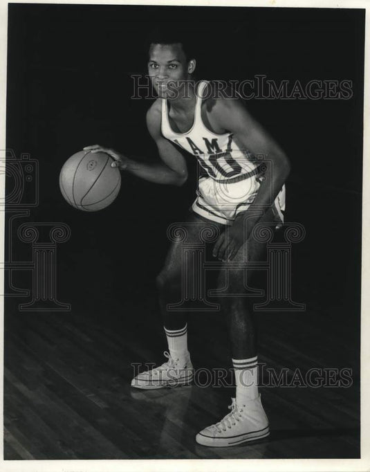 1969 Miami basketball player Gerald Sears dribbles the ball on court-Historic Images