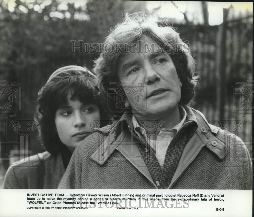 1981 Press Photo Actors Diane Venora, Albert Finney in &quot;Wolfen&quot; - Historic Images